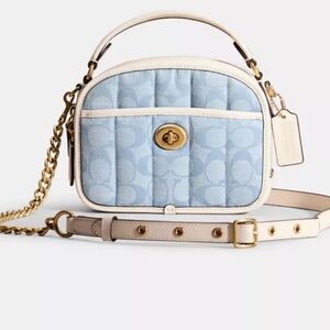 Coach Lunchbox Top Handle In Signature Chambray With Quilting